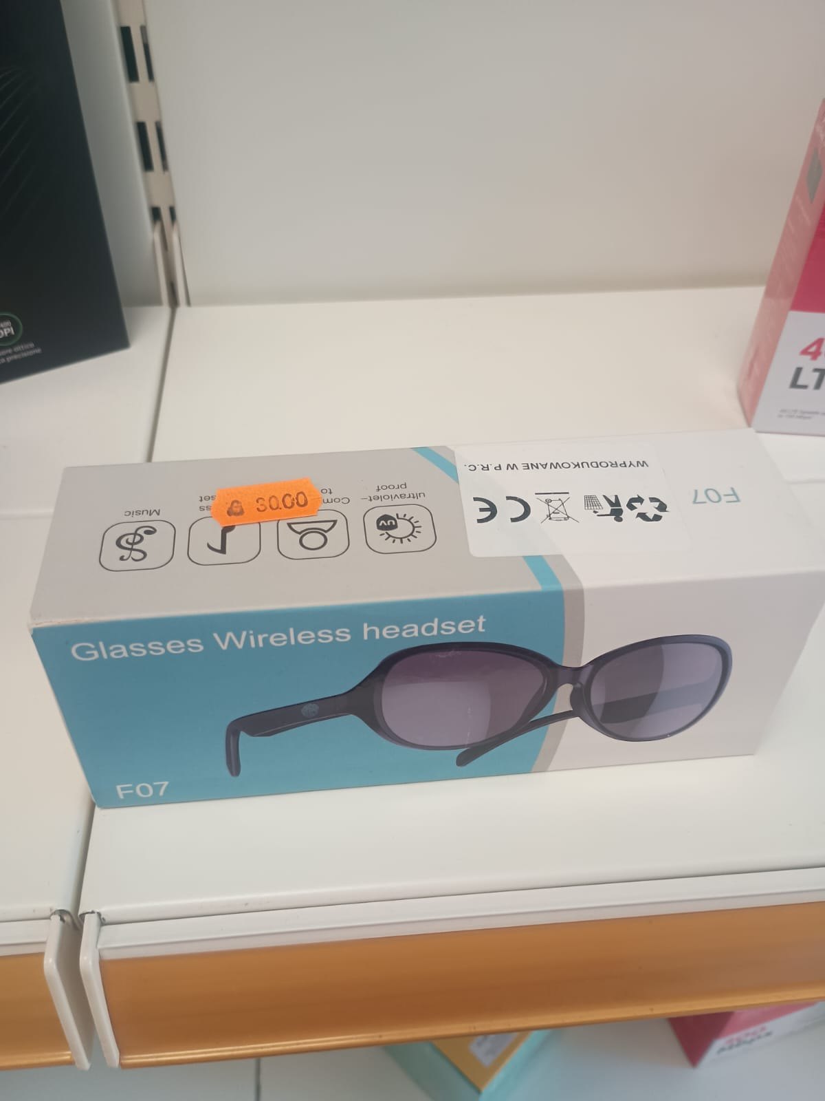 Occhiali con cuffie wireless F07
